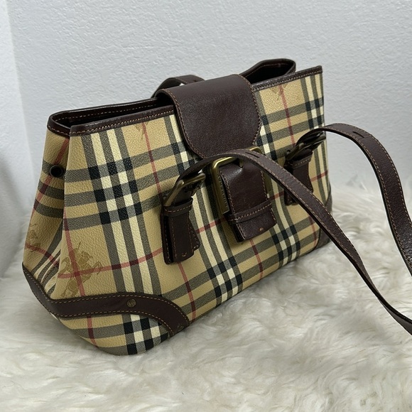 💯 Authentic BURBERRY  Haymarket Check Buckle Satchel Bag🍀 - Picture 10 of 17